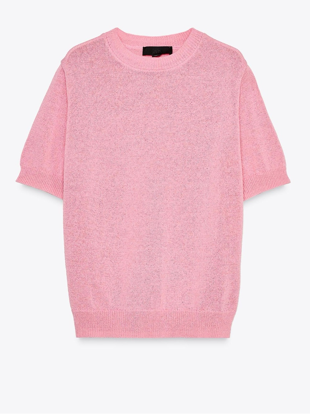Zara Rustic Knit Top Bubble Gum Pink Short Sleeve Size M